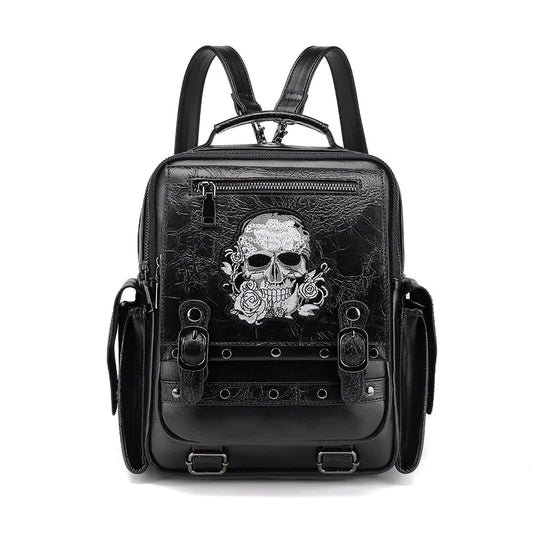 Gothic Skull Embroidered Shoulder Bag