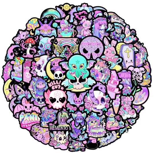 50PCS Charming Goth Decals - Waterproof Vinyl Stickers for Laptops, Bottles, Notebooks, and More