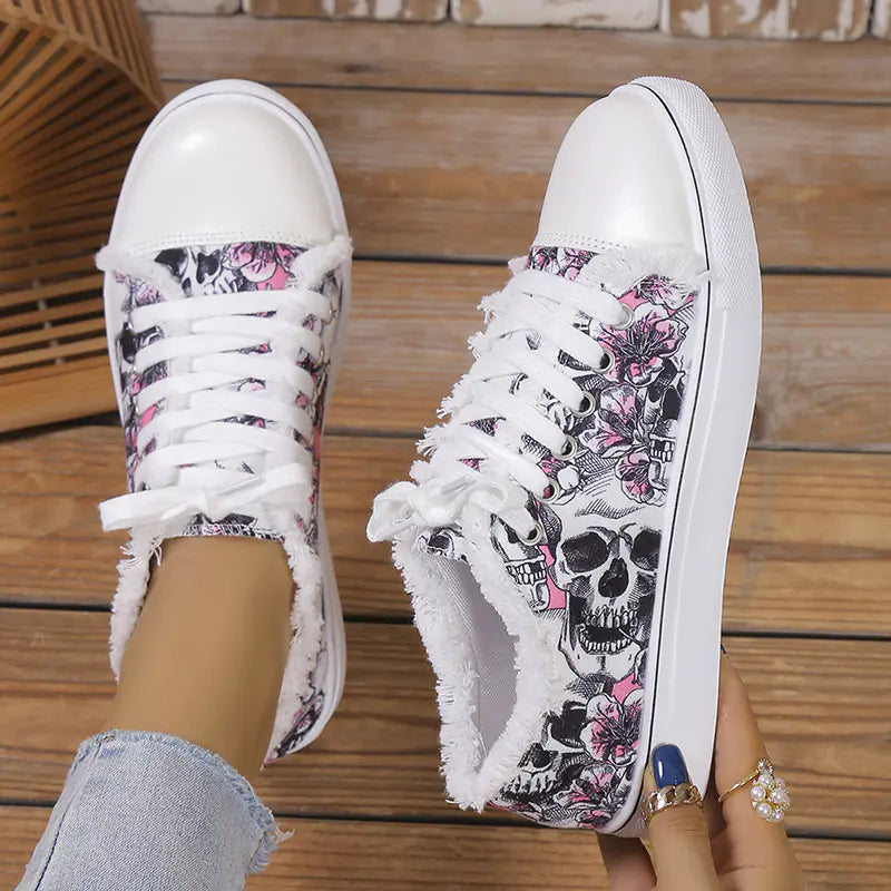 ladies-skull-art-canvas-trainers