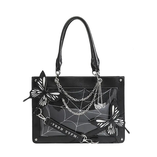 Gothic Butterfly Maze Tote - Edgy Black Style
